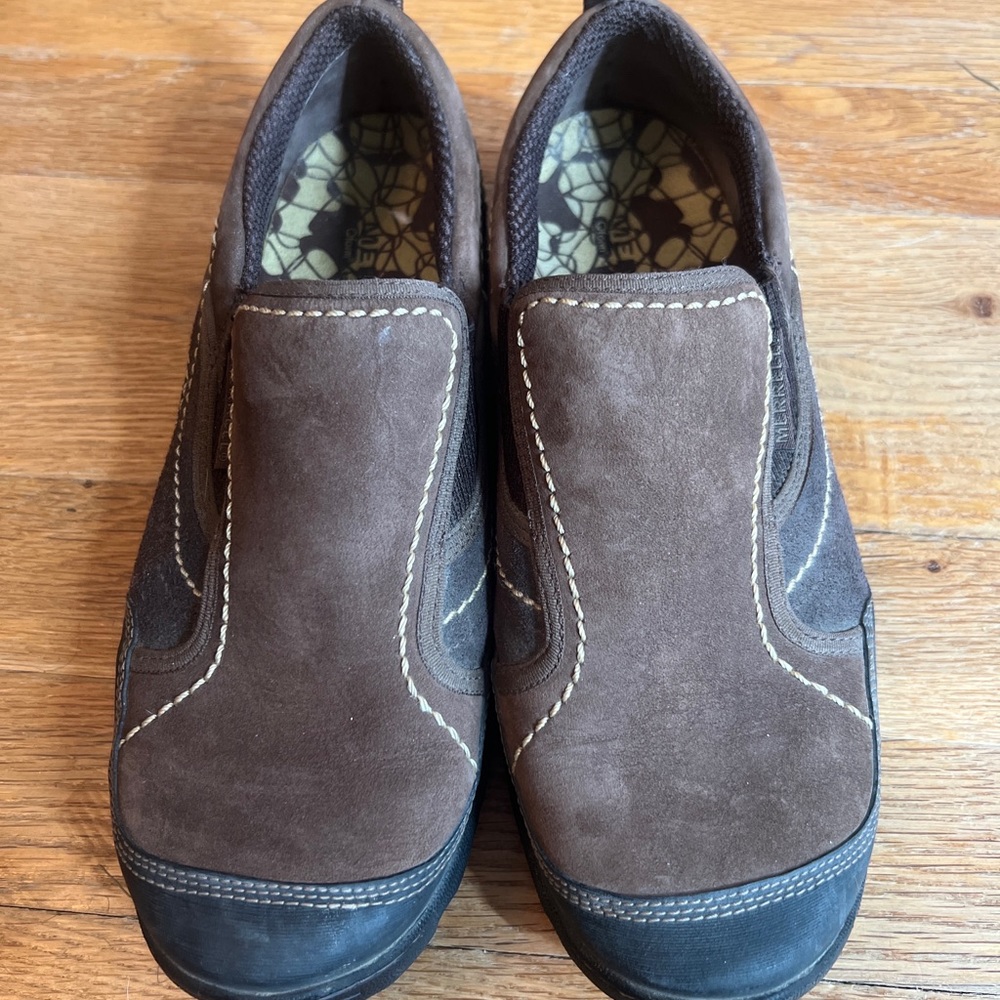 Merrell Womens Brown Mimosa Moc Boulder Hiking Slip On Loafer Shoes Size US 7